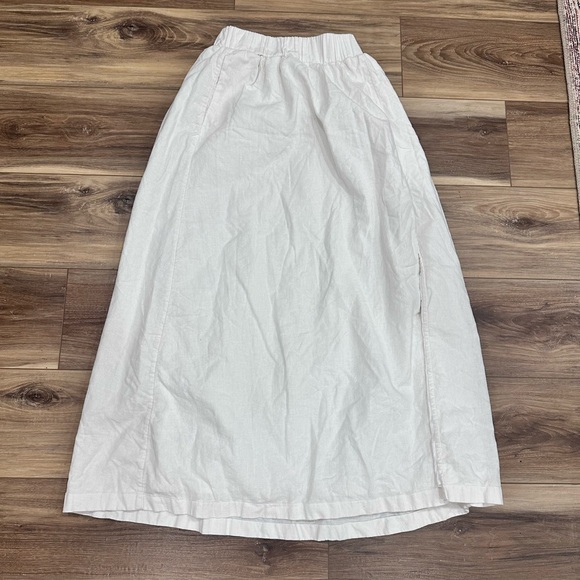 Abercrombie & Fitch Off White Ivory Linen Pull on Maxi Skirt with Slit XS - Picture 2 of 10